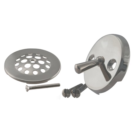 Westbrass 3-1/8" Trip Lever Bathtub and Shower Drain Kit with 2-Hole Overflow Cover, Stainless Steel D92-20